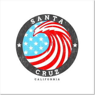 Santa Cruz, CA Summertime Patriotic 4th Pride Surfing Posters and Art